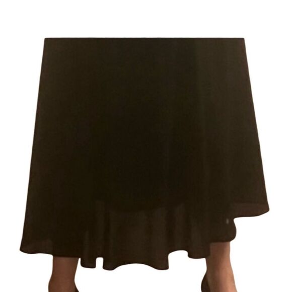 Vintage 80s 90s Black Chiffon High Waist Long Maxi Ankle Full Circle Skirt M - Picture 2 of 6